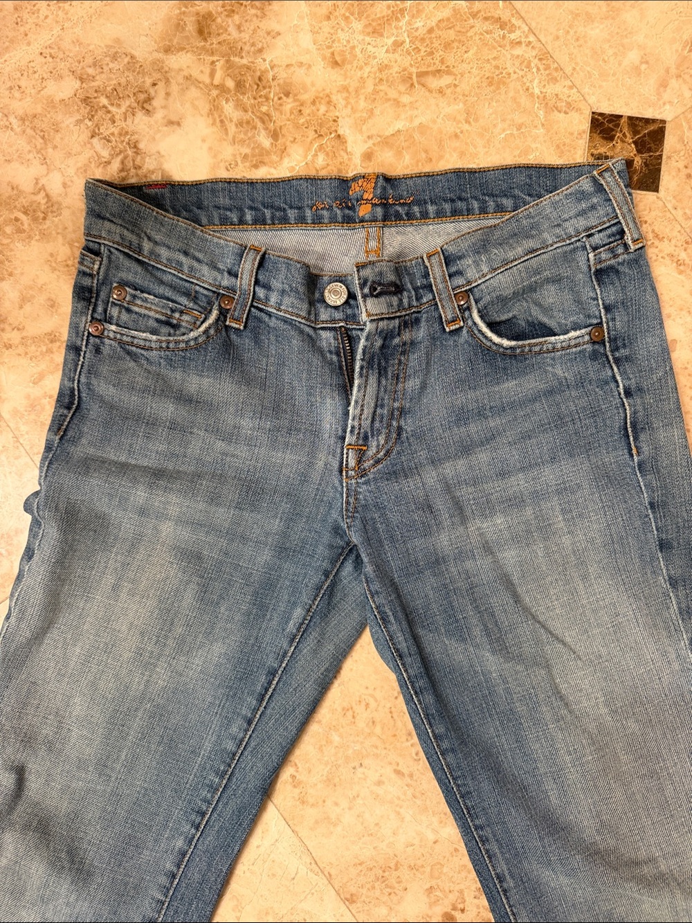7 For All Mankind Women's Medium Blue Flare Jeans - Picture 3 of 9